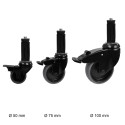 Roue pivotante avec frein 100 mm incl. extenseur S40 mm (Klemp) Roue pivotante avec frein 100 mm incl. extenseur S40 mm (Klemp)
