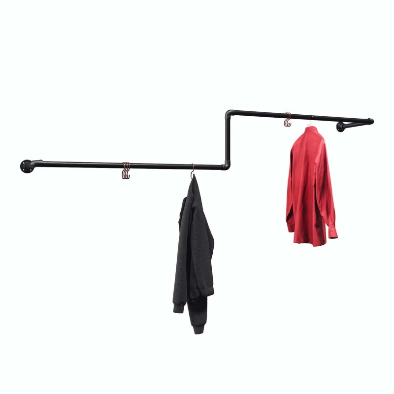 Gelsenkirchen kledingroede - voor wandmontage - zwart (Klemp) - Kits Gelsenkirchen kledingroede - voor wandmontage - zwart (Klemp) - Kits