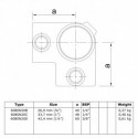 Hoekst.doorl.staander Typ 20C, 33.7 mm, Natural (Klemp) Hoekst.doorl.staander Typ 20C, 33.7 mm, Natural (Klemp)