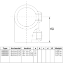Reduc. short tee Typ 2VFE, 60,3 mm - 48,3 mm, Galvanized (Klemp) Reduc. short tee Typ 2VFE, 60,3 mm - 48,3 mm, Galvanized (Klemp)