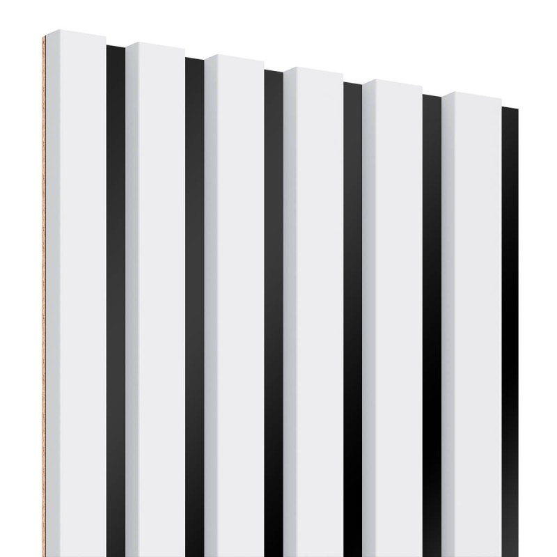 Listones MDF sobre panel 275x30 cm - Estera blanca (Klemp) - Lamas de MDF sobre panel Listones MDF sobre panel 275x30 cm - Estera blanca (Klemp) - Lamas de MDF sobre panel
