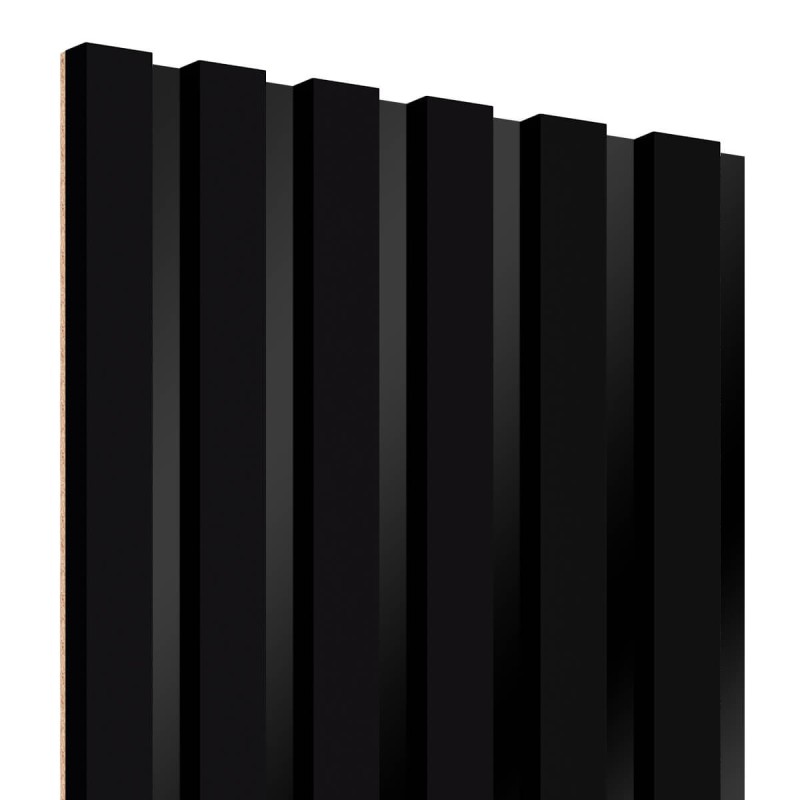 Lamellenleisten aus MDF auf HDF Platte 275 x 30 cm - Schwarz Matt (Klemp) - MDF Lamellen auf Platte Lamellenleisten aus MDF auf HDF Platte 275 x 30 cm - Schwarz Matt (Klemp) - MDF Lamellen auf Platte