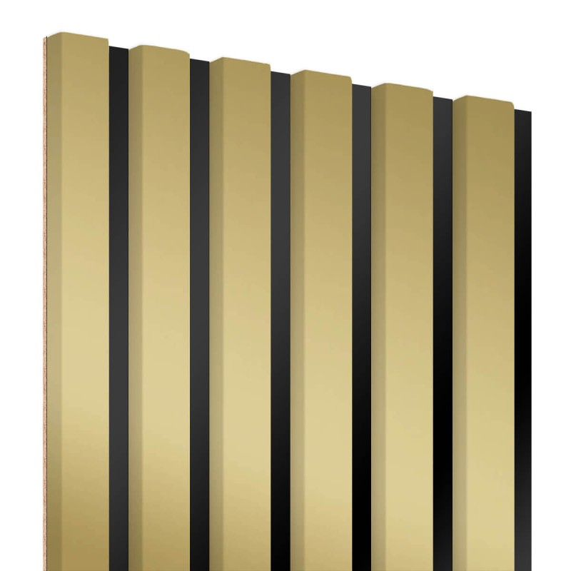 Lamele MDF na płycie HDF 275x30 cm - Złoty połysk (Klemp) - Lamele na płycie Lamele MDF na płycie HDF 275x30 cm - Złoty połysk (Klemp) - Lamele na płycie