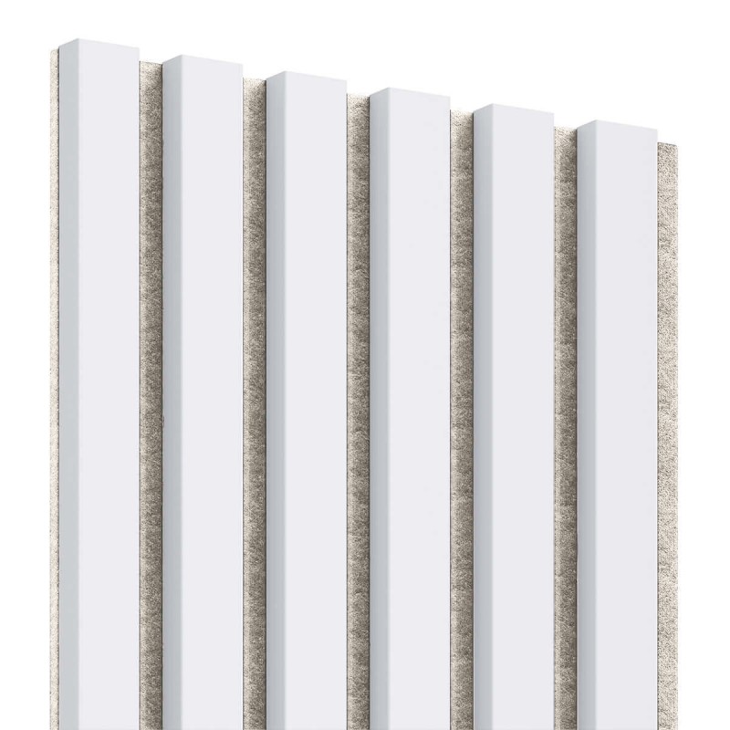 Listones MDF sobre fieltro 275x30 cm - Estera blanca (Klemp) - Lamas de MDF sobre fieltro Listones MDF sobre fieltro 275x30 cm - Estera blanca (Klemp) - Lamas de MDF sobre fieltro
