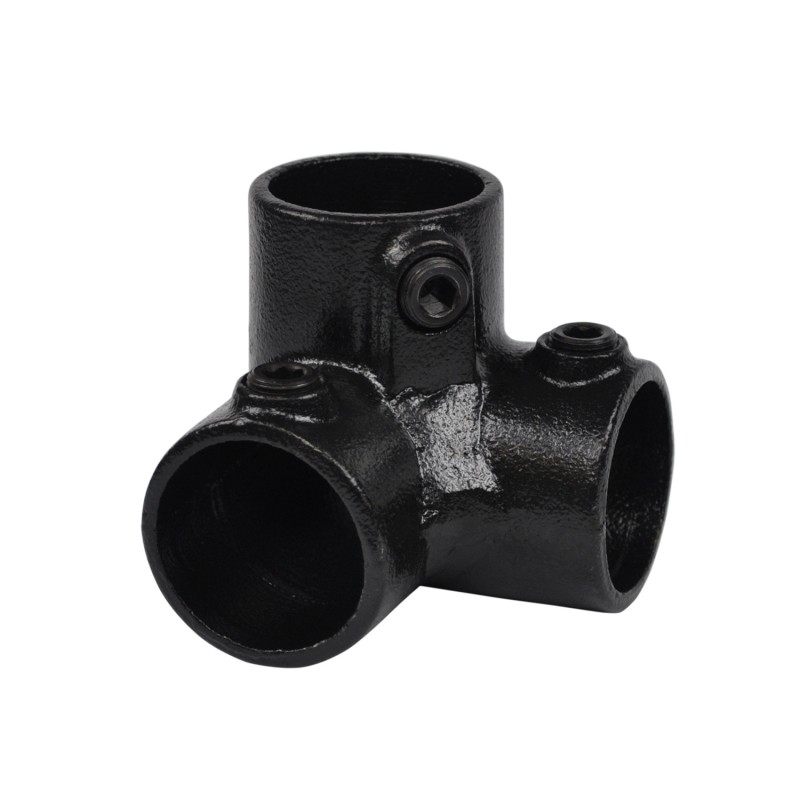 Rohrverbinder Dreiweg Eckstück 90° - Typ 18D - 42,4 mm (Schwarz) (Klemp) - Runde Rohrverbinder Schwarze Rohrverbinder Dreiweg Eckstück 90° - Typ 18D - 42,4 mm (Schwarz) (Klemp) - Runde Rohrverbinder Schwarze