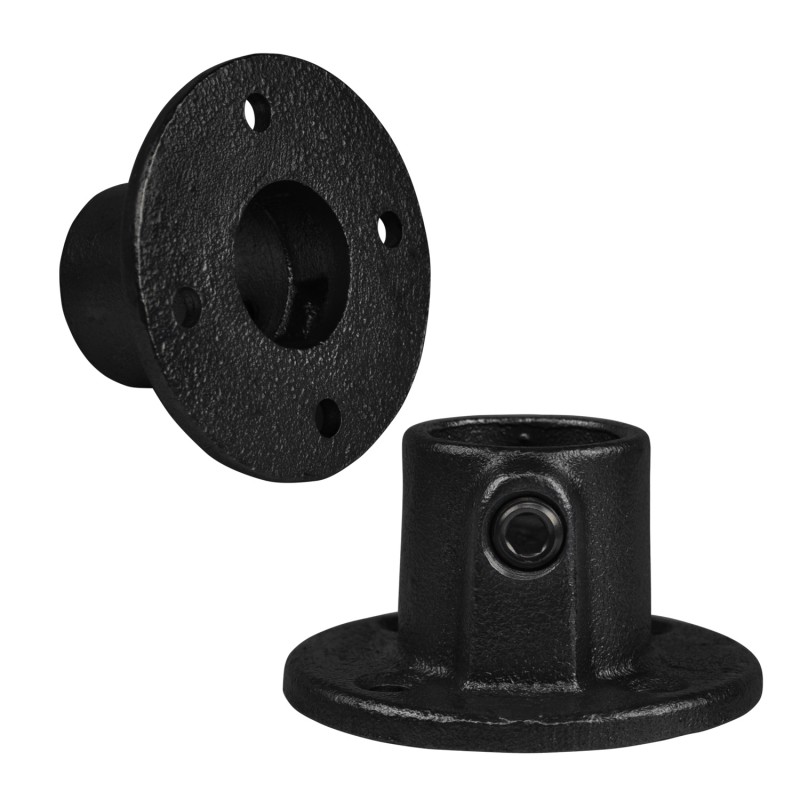 Łącznik ścienny - stopa okrągła przelotowa Typ 10TD, 42,4 mm, Czarny (Klemp) - Złącza czarne