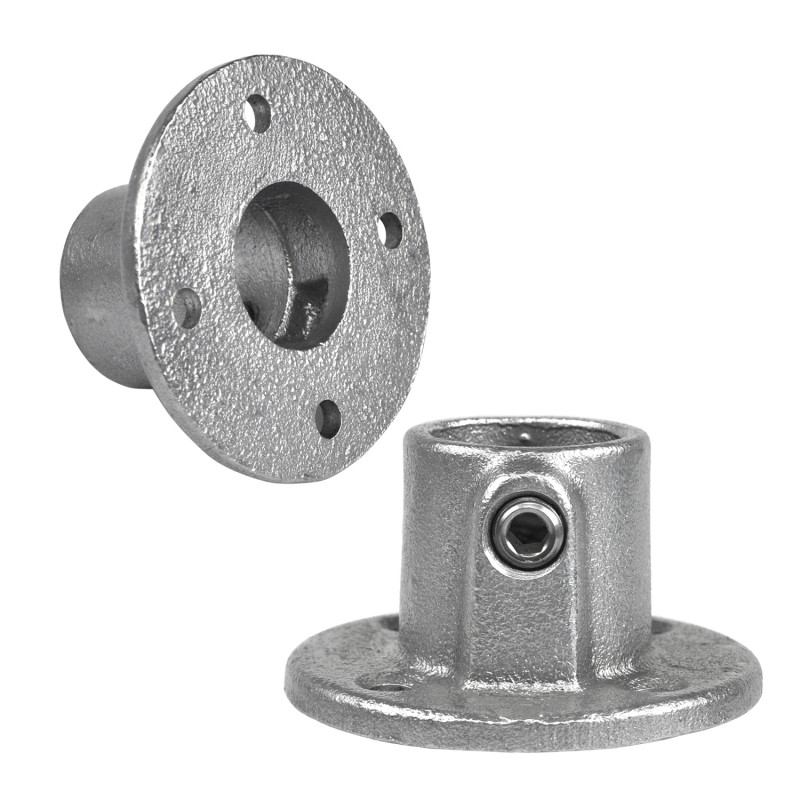 Łącznik ścienny - stopa okrągła przelotowa Typ 10TD, 42,4 mm, Ocynk (Klemp) - Złącza okrągłe