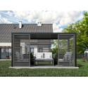 Parete laterale con lamelle per pergola - Legno, Grafite (Klemp) Parete laterale con lamelle per pergola - Legno, Grafite (Klemp)