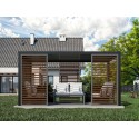 Parete laterale con lamelle per pergola - Legno, Grafite / Noce (Klemp) Parete laterale con lamelle per pergola - Legno, Grafite / Noce (Klemp)