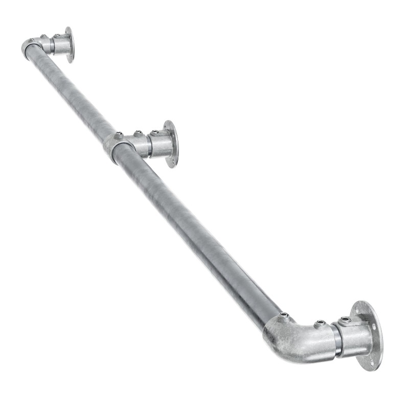 Trappenhuis op de voeten - knie eindigend - Galvanist - 33,7 ø - 60 cm (Klemp) - Trapleuningen Trappenhuis op de voeten - knie eindigend - Galvanist - 33,7 ø - 60 cm (Klemp) - Trapleuningen