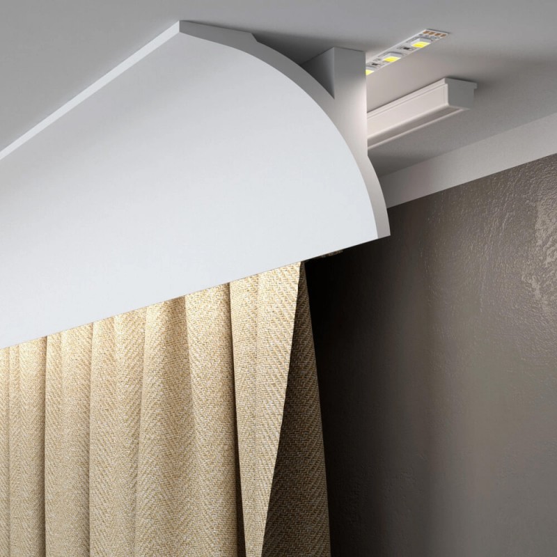 Binario per tende a soffitto QL012 (Klemp) - Cornici per tende con illuminazione LED Binario per tende a soffitto QL012 (Klemp) - Cornici per tende con illuminazione LED