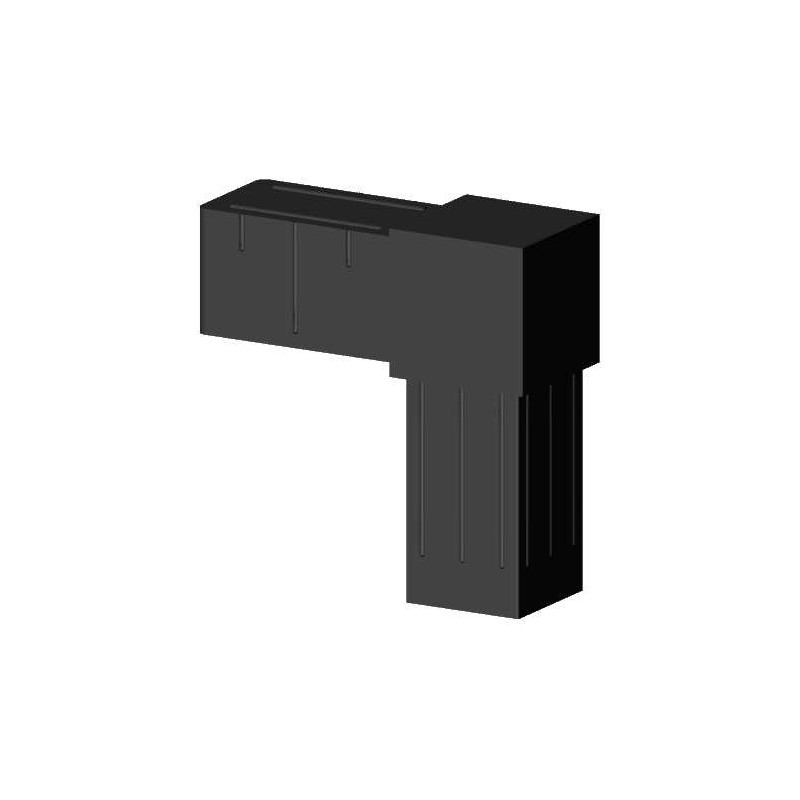 Bocht 90° (2 assen, 2 ingangen) – voor profiel 20x20x1,5 mm - zwart (Klemp) - Kunststof verbindingsstukken voor vierkante profielen Bocht 90° (2 assen, 2 ingangen) – voor profiel 20x20x1,5 mm - zwart (Klemp) - Kunststof verbindingsstukken voor vierkante profielen