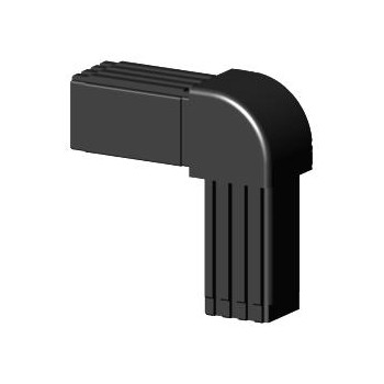 Codo redondeado 90° (2 ejes, 2 entradas) – para perfil 20x20x1,5 mm - negro (Klemp)
