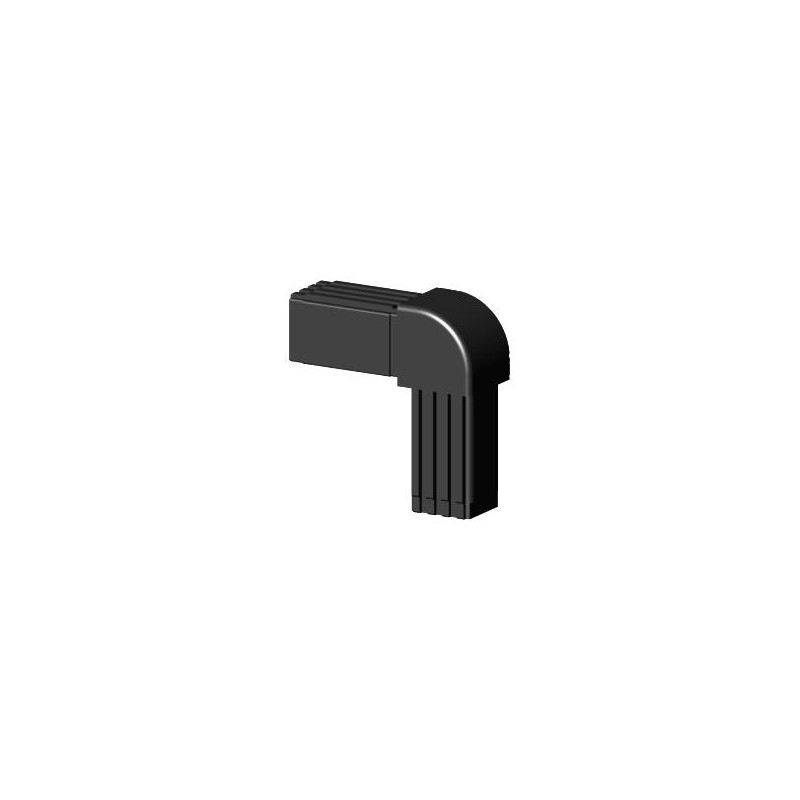 Curva arrotondata 90° (2 assi, 2 ingressi) – per profilo 20x20x1,5 mm - nero (Klemp) - Giunti in plastica per profili quadrati