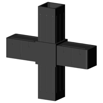 Conector cruzado (2 ejes, 4 entradas) – para perfil 20x20x1,5 mm - negro (Klemp)