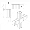 Kreuzverbinder (2 Achsen, 4 Öffnungen) – für Profil 20x20x1,5 mm - schwarz (Klemp) Kreuzverbinder (2 Achsen, 4 Öffnungen) – für Profil 20x20x1,5 mm - schwarz (Klemp)