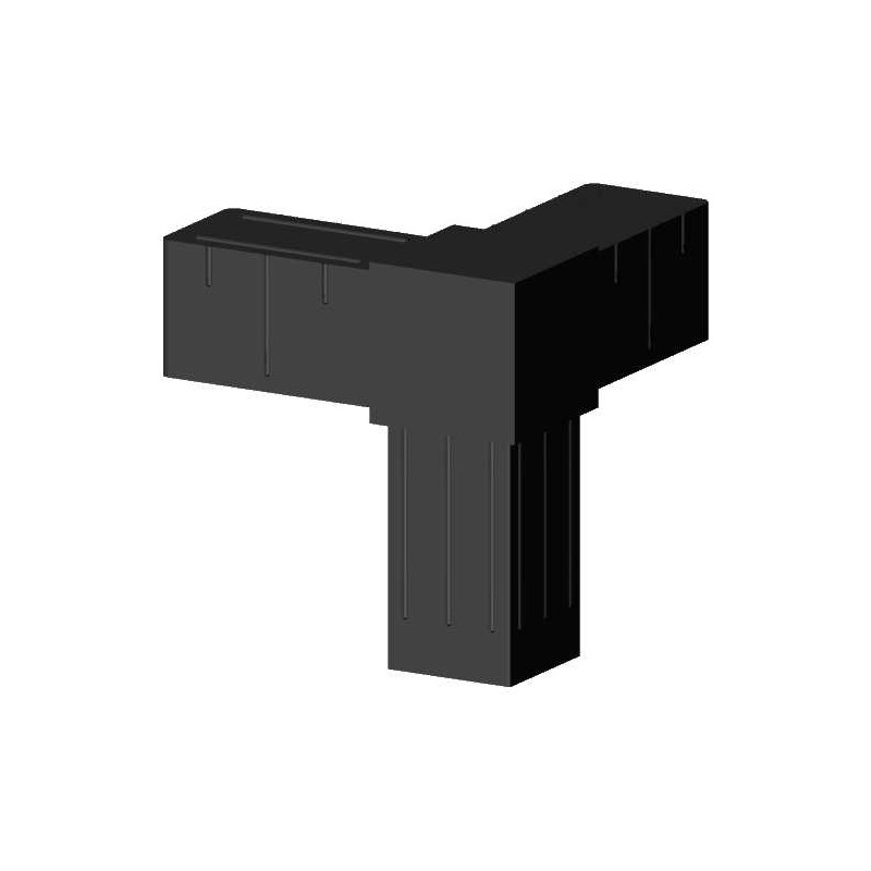 Giunto a T angolare (3 assi, 3 ingressi) – per profilo 20x20x1,5 mm - nero (Klemp) - Giunti in plastica per profili quadrati Giunto a T angolare (3 assi, 3 ingressi) – per profilo 20x20x1,5 mm - nero (Klemp) - Giunti in plastica per profili quadrati