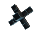 Conector cruzado (3 ejes, 5 entradas) – para perfil 20x20x1,5 mm - negro (Klemp) Conector cruzado (3 ejes, 5 entradas) – para perfil 20x20x1,5 mm - negro (Klemp)