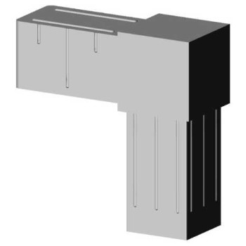 Codo 90° (2 ejes, 2 entradas) – para perfil 20x20x1,5 mm - gris (Klemp)