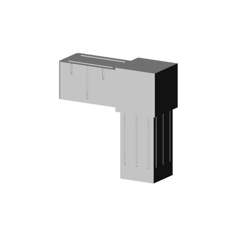 Codo 90° (2 ejes, 2 entradas) – para perfil 20x20x1,5 mm - gris (Klemp) - Conectores de plástico para perfiles cuadrados
