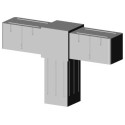 Conector en T (2 ejes, 3 entradas) – para perfil 20x20x1,5 mm - gris (Klemp)