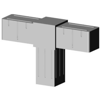T-Verbindungsstück (2 Achsen, 3 Öffnungen) – für Profil 20x20x1,5 mm - grau (Klemp)