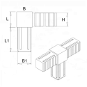 Conector en T (2 ejes, 3 entradas) – para perfil 20x20x1,5 mm - gris (Klemp)