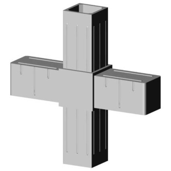 Conector cruzado (2 ejes, 4 entradas) – para perfil 20x20x1,5 mm - gris (Klemp)