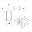 Corner T-Connector (3 axes, 3 slots) – for profile 20x20x1.5 mm - grey (Klemp)