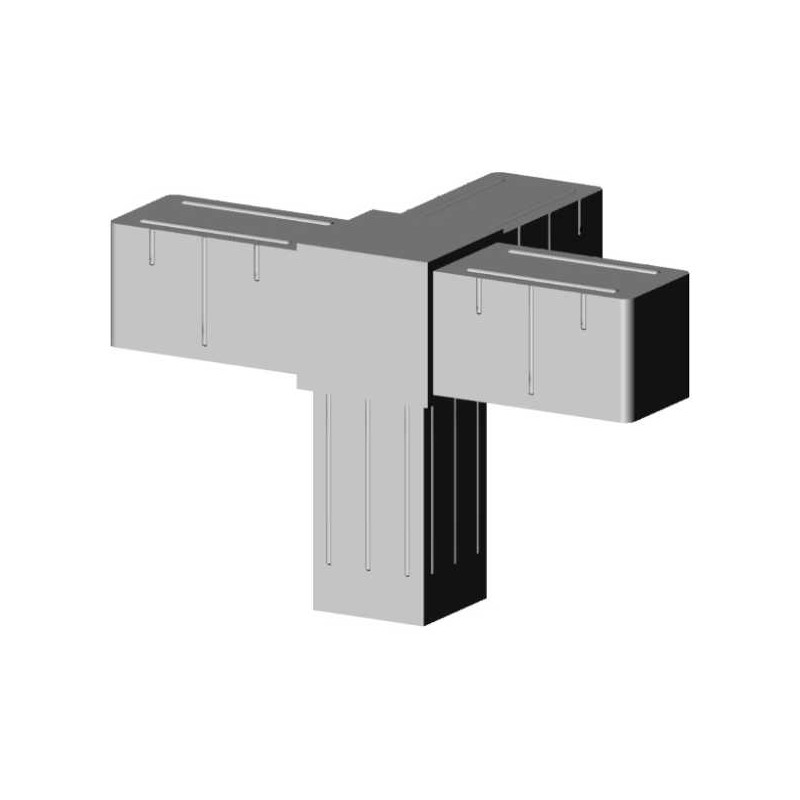 Curva angolare (3 assi, 4 ingressi) – per profilo 20x20x1,5 mm - grigio (Klemp) - Giunti in plastica per profili quadrati