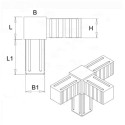 Hoekbocht (3 assen, 4 ingangen) – voor profiel 20x20x1,5 mm - grijs (Klemp) Hoekbocht (3 assen, 4 ingangen) – voor profiel 20x20x1,5 mm - grijs (Klemp)