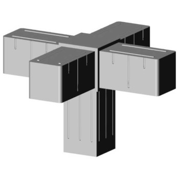 Giunto a croce (3 assi, 5 ingressi) – per profilo 20x20x1,5 mm - grigio (Klemp)
