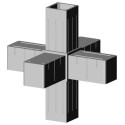 Giunto a croce (3 assi, 6 ingressi) – per profilo 20x20x1,5 mm - grigio (Klemp) Giunto a croce (3 assi, 6 ingressi) – per profilo 20x20x1,5 mm - grigio (Klemp)