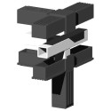 Hoekbocht (3 assen, 4 ingangen) – voor profiel 20x20x1,5 mm met metalen kern - zwart (Klemp) Hoekbocht (3 assen, 4 ingangen) – voor profiel 20x20x1,5 mm met metalen kern - zwart (Klemp)