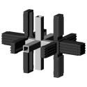 Giunto a croce (3 assi, 6 ingressi) – per profilo 20x20x1,5 mm con anima in metallo - nero (Klemp) Giunto a croce (3 assi, 6 ingressi) – per profilo 20x20x1,5 mm con anima in metallo - nero (Klemp)