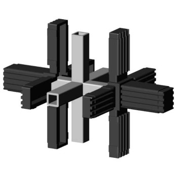 Conector cruzado (3 ejes, 6 entradas) – para perfil 20x20x1,5 mm con núcleo metálico - negro (Klemp)