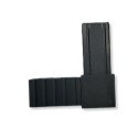 Kolano 90° (2 osie, 2 gniazda) – Antracyt - do profila 20x20x1,5 mm (Klemp)