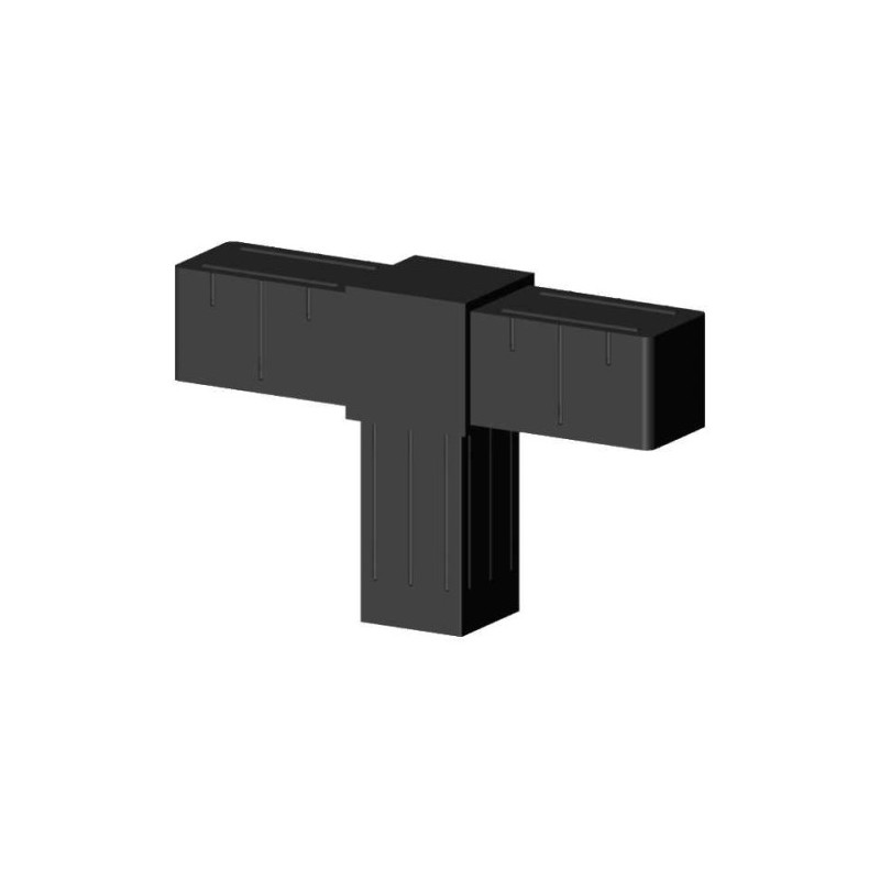 Connecteur en T (2 axes, 3 emplacements) – pour profil 20x20x1,5 mm - anthracite (Klemp) - Connecteurs en plastique pour profils carrés