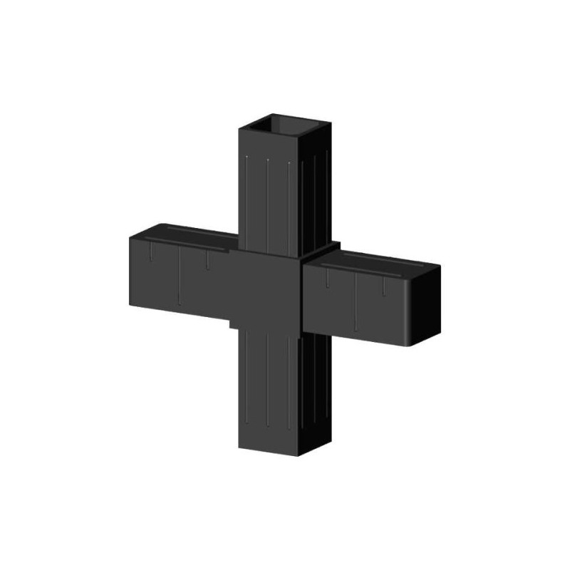 Connecteur croisé (2 axes, 4 emplacements) – pour profil 20x20x1,5 mm - anthracite (Klemp) - Connecteurs en plastique pour profils carrés