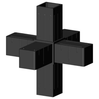 Krzyżak (3 osie, 6 gniazd) – Antracyt - do profila 20x20x1,5 mm (Klemp)