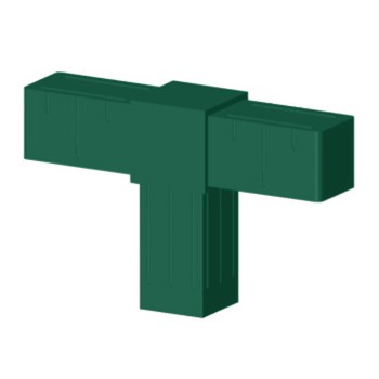 Connecteur en T (2 axes, 3 emplacements) – pour tube 20x20x2 mm - vert (Klemp)