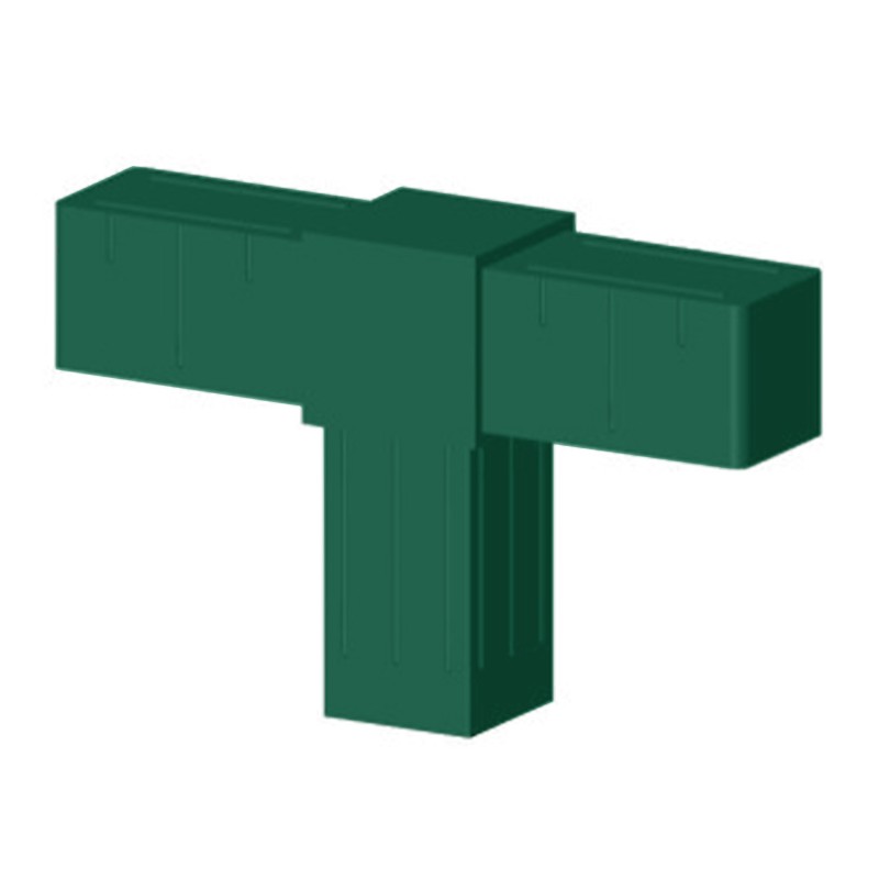 T-Connector (2 axes, 3 slots) – for tube 20x20x2 mm - green (Klemp) - Plastic connectors for square profiles T-Connector (2 axes, 3 slots) – for tube 20x20x2 mm - green (Klemp) - Plastic connectors for square profiles