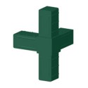 Codo de esquina (3 ejes, 4 entradas) – para tubo 20x20x2 mm - verde (Klemp) Codo de esquina (3 ejes, 4 entradas) – para tubo 20x20x2 mm - verde (Klemp)