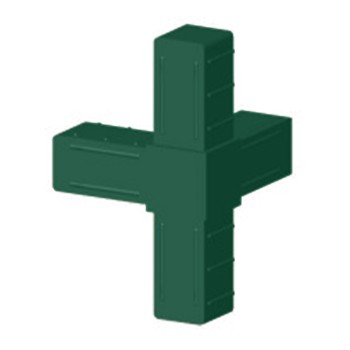 Curva angolare (3 assi, 4 ingressi) – per tubo 20x20x2 mm - verde (Klemp)