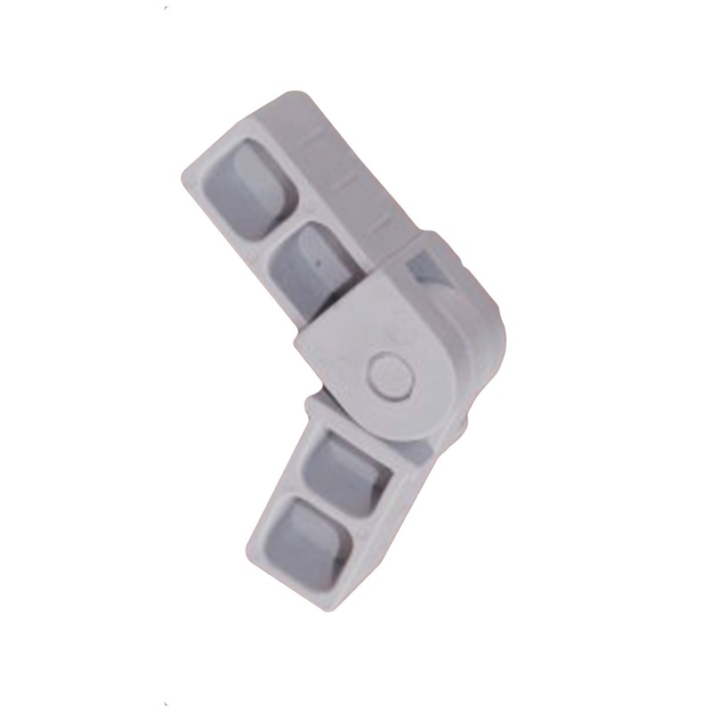 Winkelverbinder 180° (2 Achsen, 2 Öffnungen) – für Rohr 20x20x1,5  mm - grau (Klemp) - Kunststoffverbinder für Quadratprofile Profile