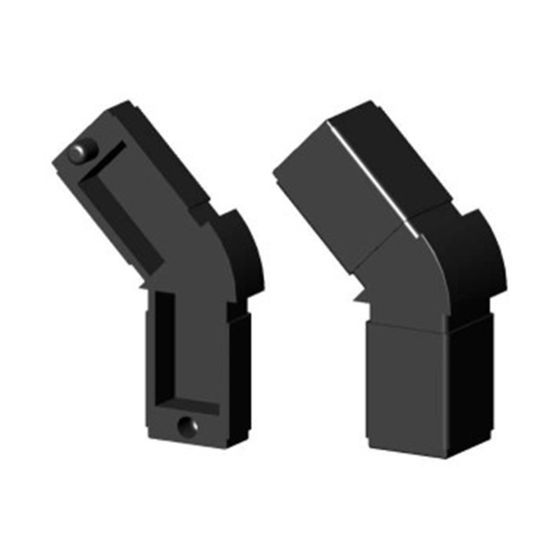 Conector angular 135° (2 ejes, 2 entradas) – para tubo 20x20x1,5 mm - negro (Klemp) - Conectores de plástico para perfiles cuadrados