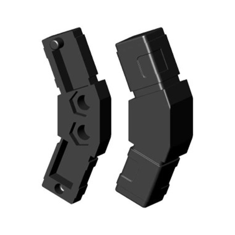 Curva 90° (2 assi, 2 ingressi) – per tubo 25x25x2 mm - nero (Klemp) - Giunti in plastica per profili quadrati Curva 90° (2 assi, 2 ingressi) – per tubo 25x25x2 mm - nero (Klemp) - Giunti in plastica per profili quadrati