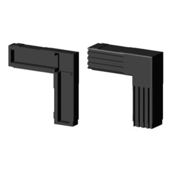 Curva 90° (2 assi, 2 ingressi) – per tubo 25x25x2 mm - nero (Klemp)