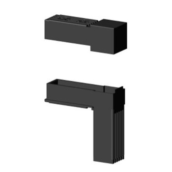 90° Winkel (2 Achsen, 2 Öffnungen) – für Rohr 30x30x2 mm - schwarz (Klemp)