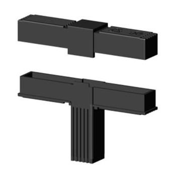 Connecteur en T (2 axes, 3 emplacements) – pour tube 30x30x2 mm - noir (Klemp)
